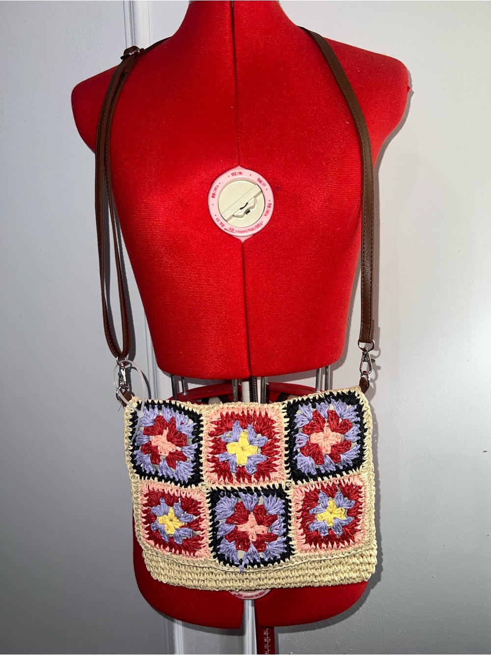 Aldi Handmade Crochet Crossbody Bag in Multicolor boho